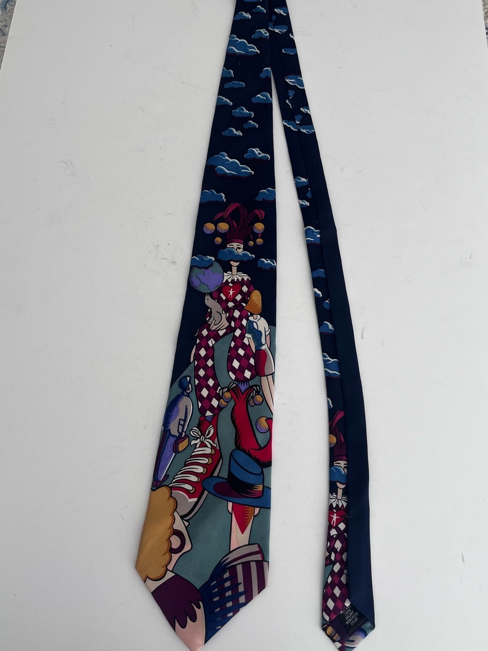 Navy Multicolor Novelty Printed Tie - Theatrical Motif